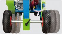 Adjustable rear axle and puncture proof wheels